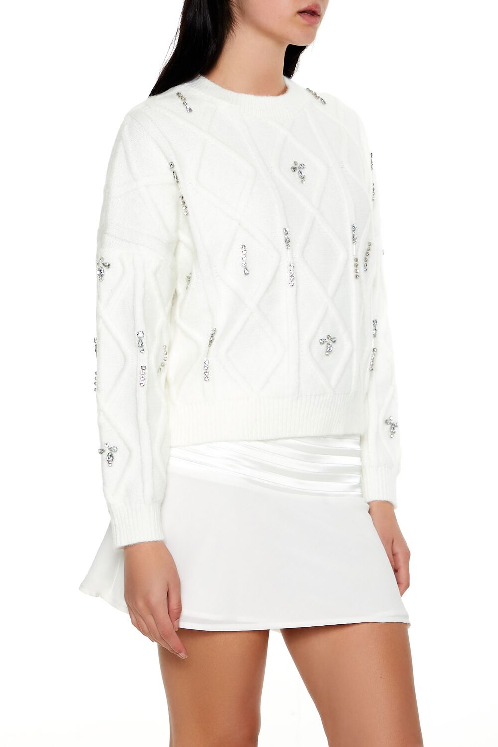 Marled Faux Gem Sweater - Image 4