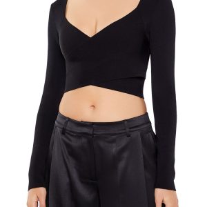 Sweater-Knit Crossover Crop Top