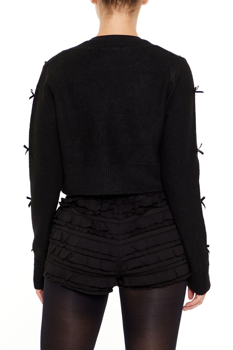 Bow & Faux Pearl Cardigan Sweater - Image 5