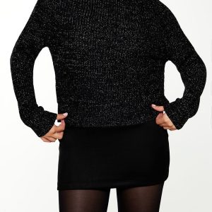 Metallic Knit Raglan Sweater