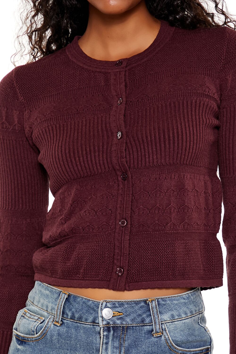 Mixed Knit Cardigan Sweater - Image 8