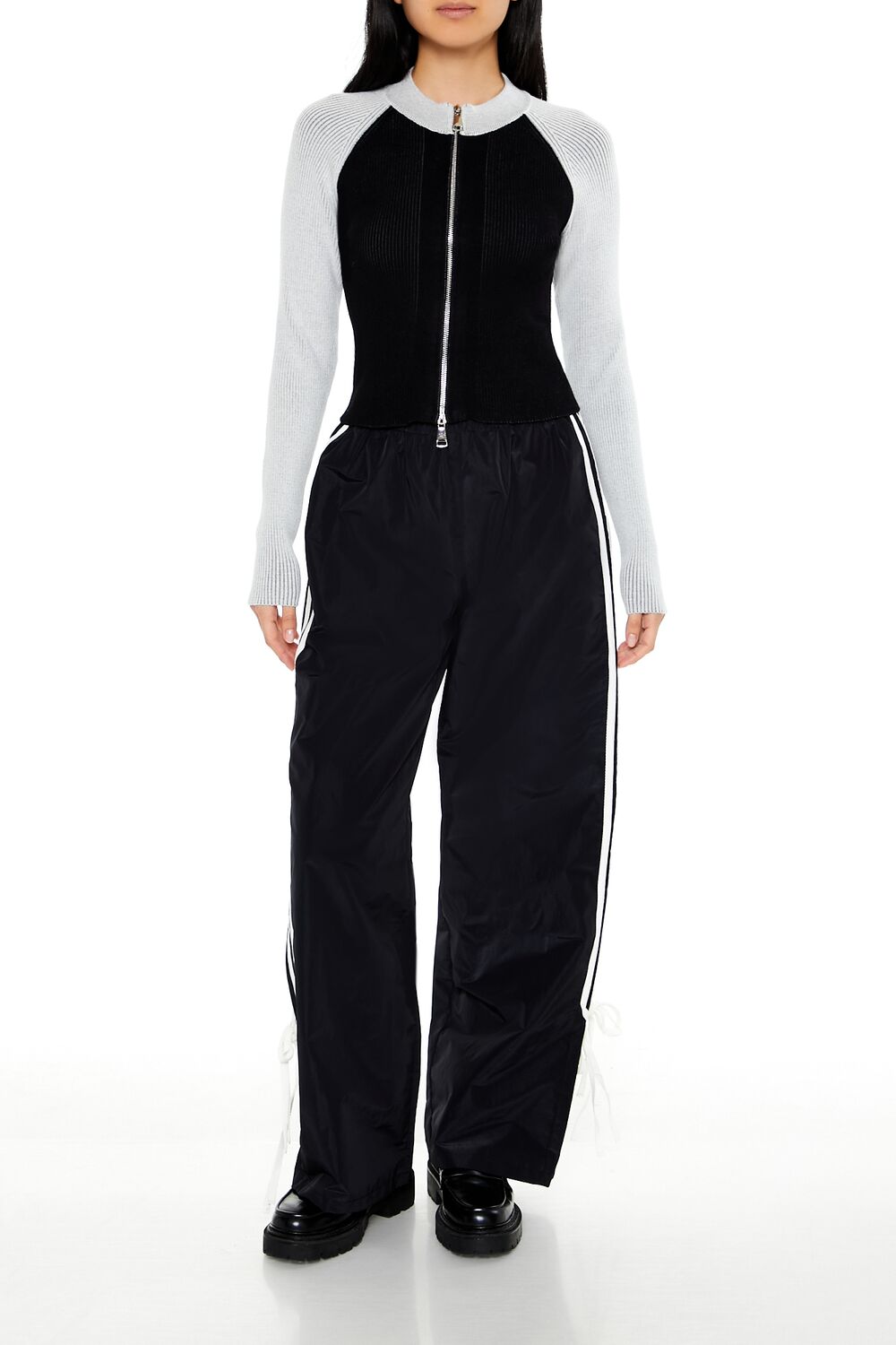 Two-Tone Raglan Zip-Up Sweater - Image 2