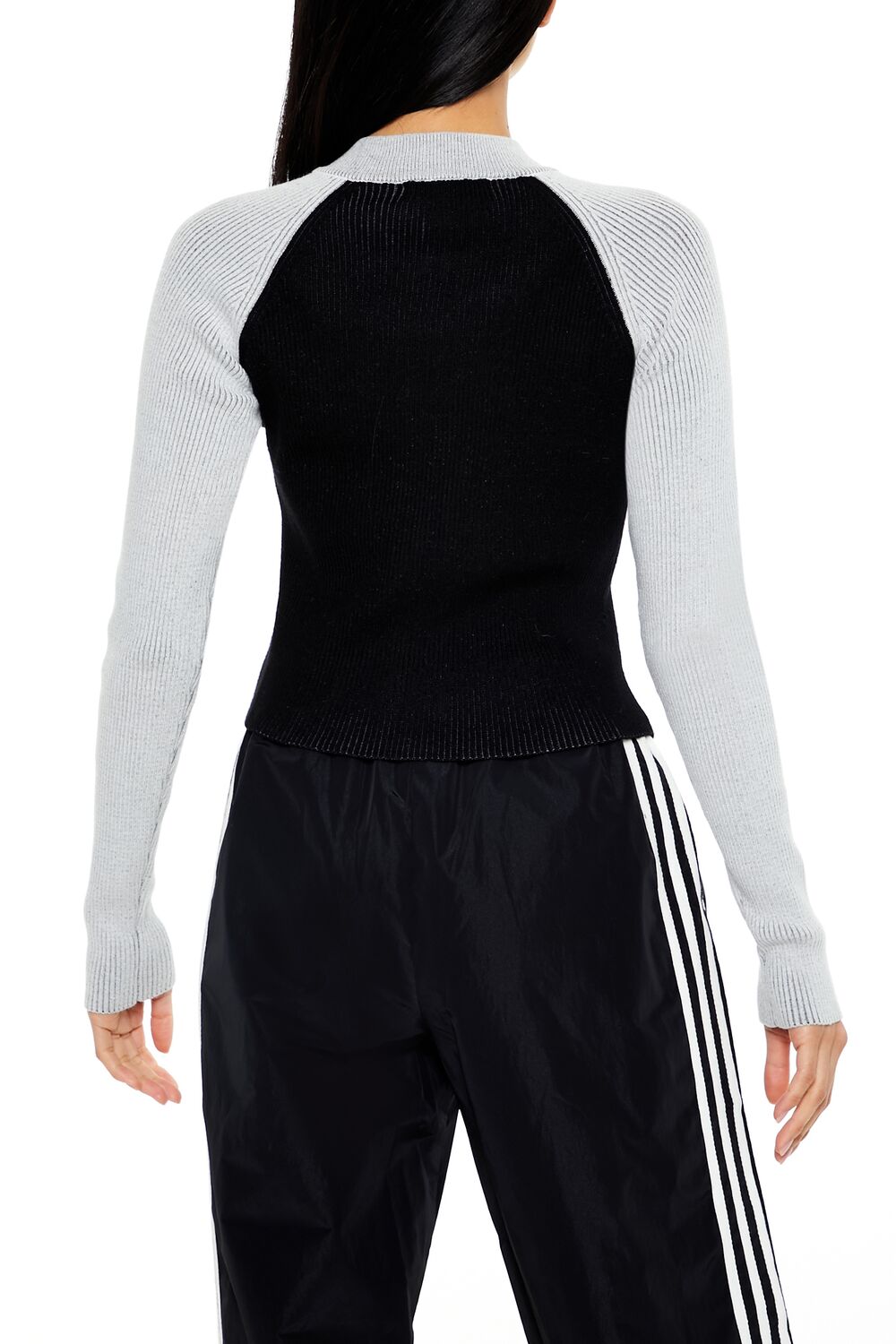 Two-Tone Raglan Zip-Up Sweater - Image 4
