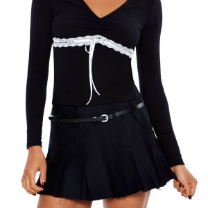 Lace-Trim Bow Top