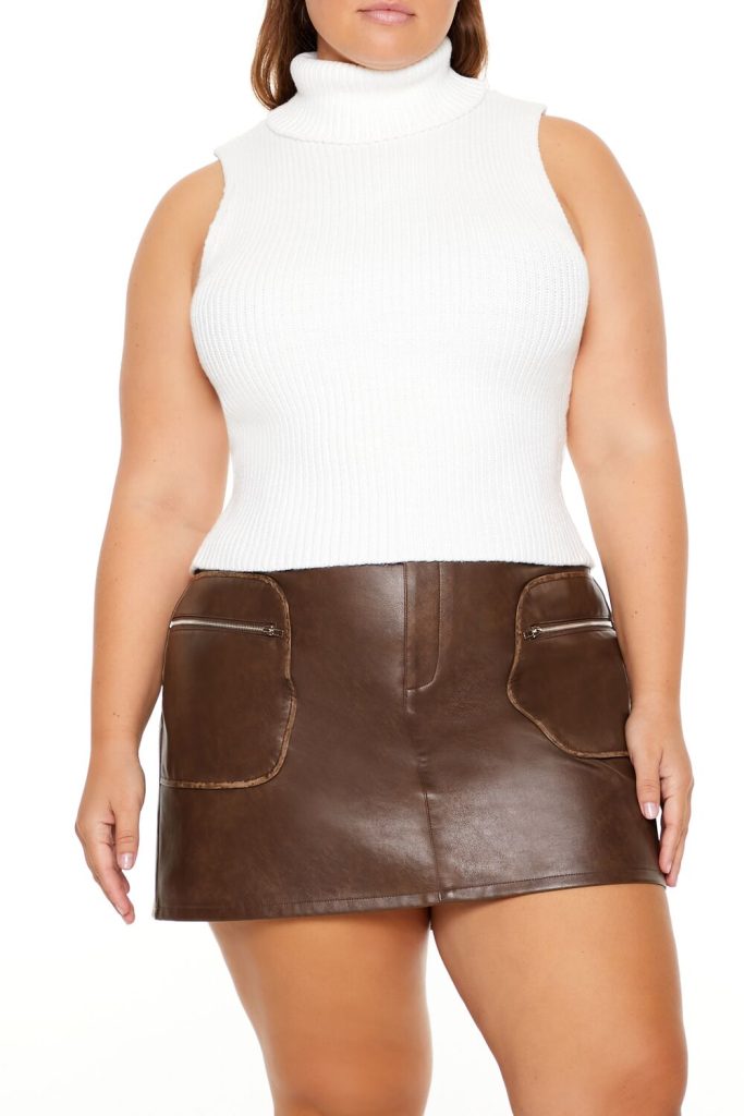 Plus Size Turtleneck Sweater-Knit Tank Top