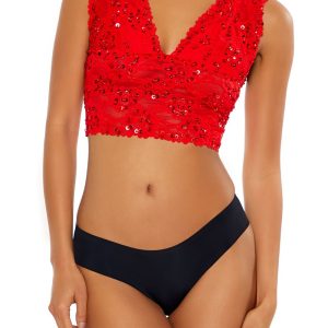 Sequin Lace Lingerie Crop Top