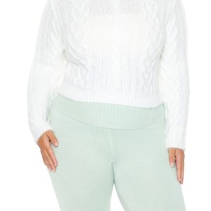Plus Size Fuzzy Cable Knit Sweater