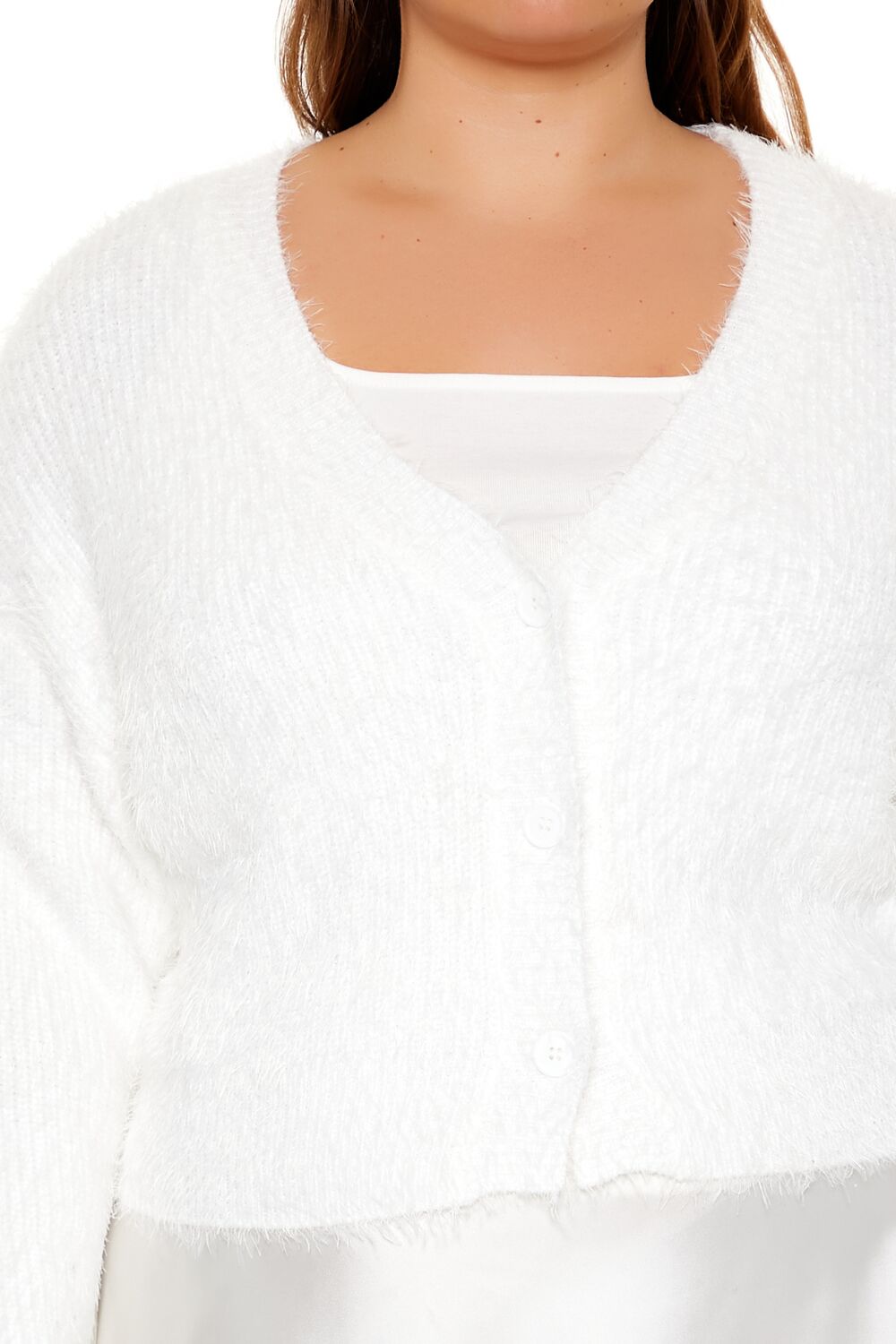 Plus Size Fuzzy Cardigan Sweater - Image 3