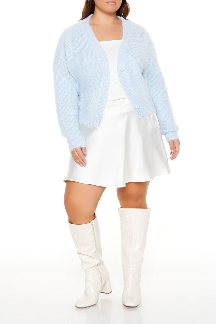Plus Size Fuzzy Cardigan Sweater - Image 7