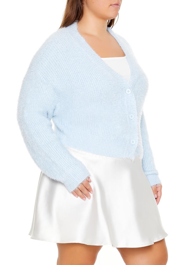Plus Size Fuzzy Cardigan Sweater - Image 9