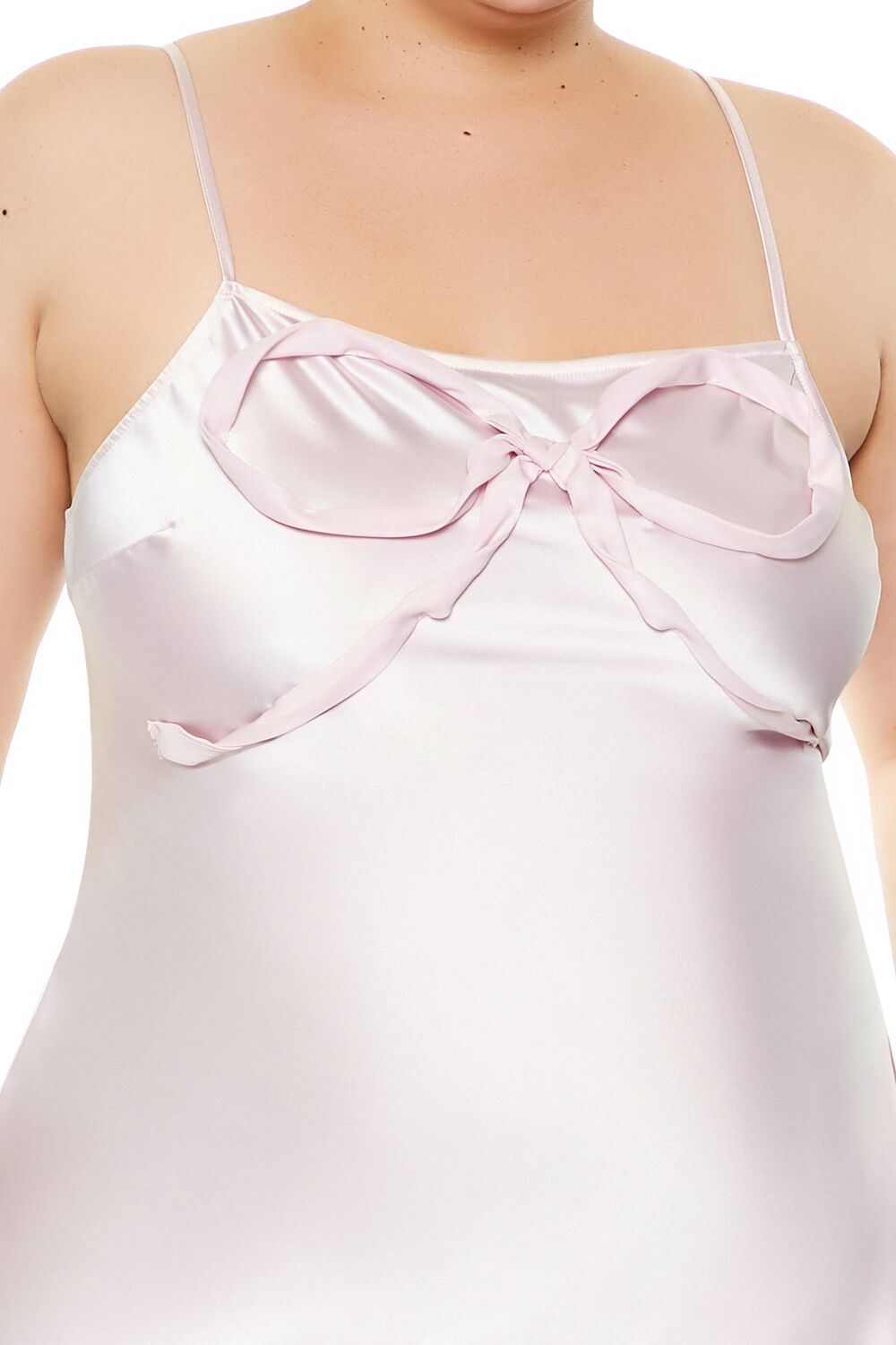 Plus Size Satin Bow Mini Slip Dress - Image 3