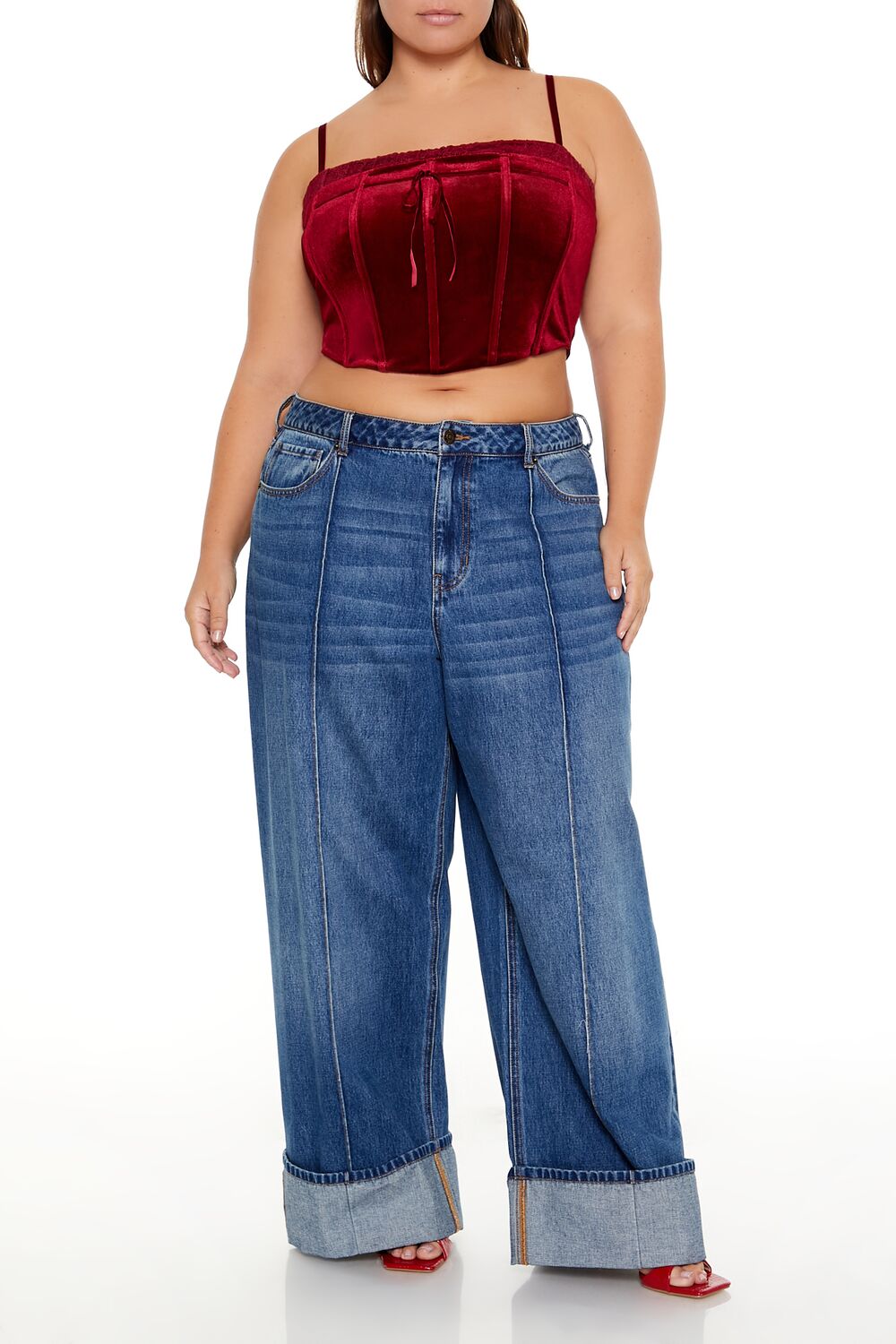 Plus Size Velvet Cropped Cami - Image 2
