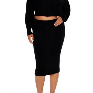 Plus Size Sweater-Knit Top & Skirt Set