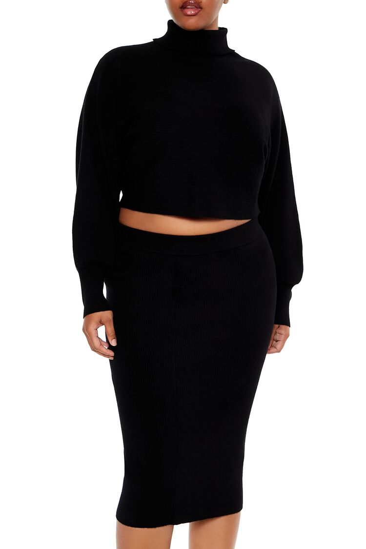 Plus Size Sweater-Knit Top & Skirt Set - Image 2