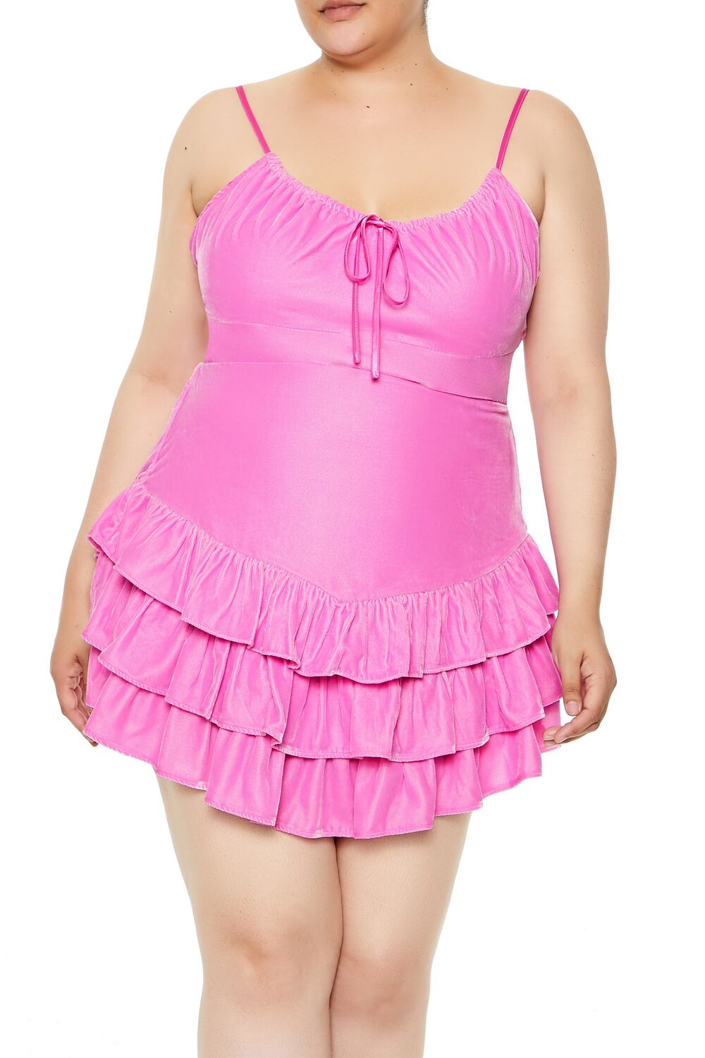 Plus Size Tiered Velvet Mini Dress - Image 2