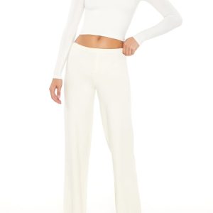 Sweater-Knit Straight-Leg Pants