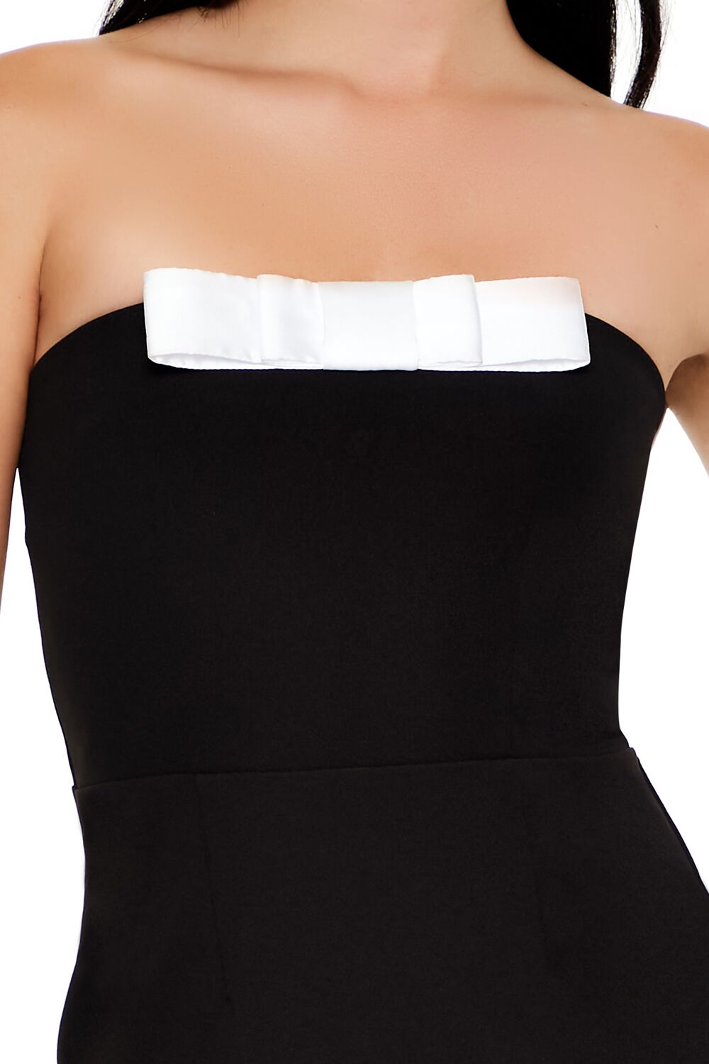 Two-Tone Bow Tube Mini Dress - Image 5