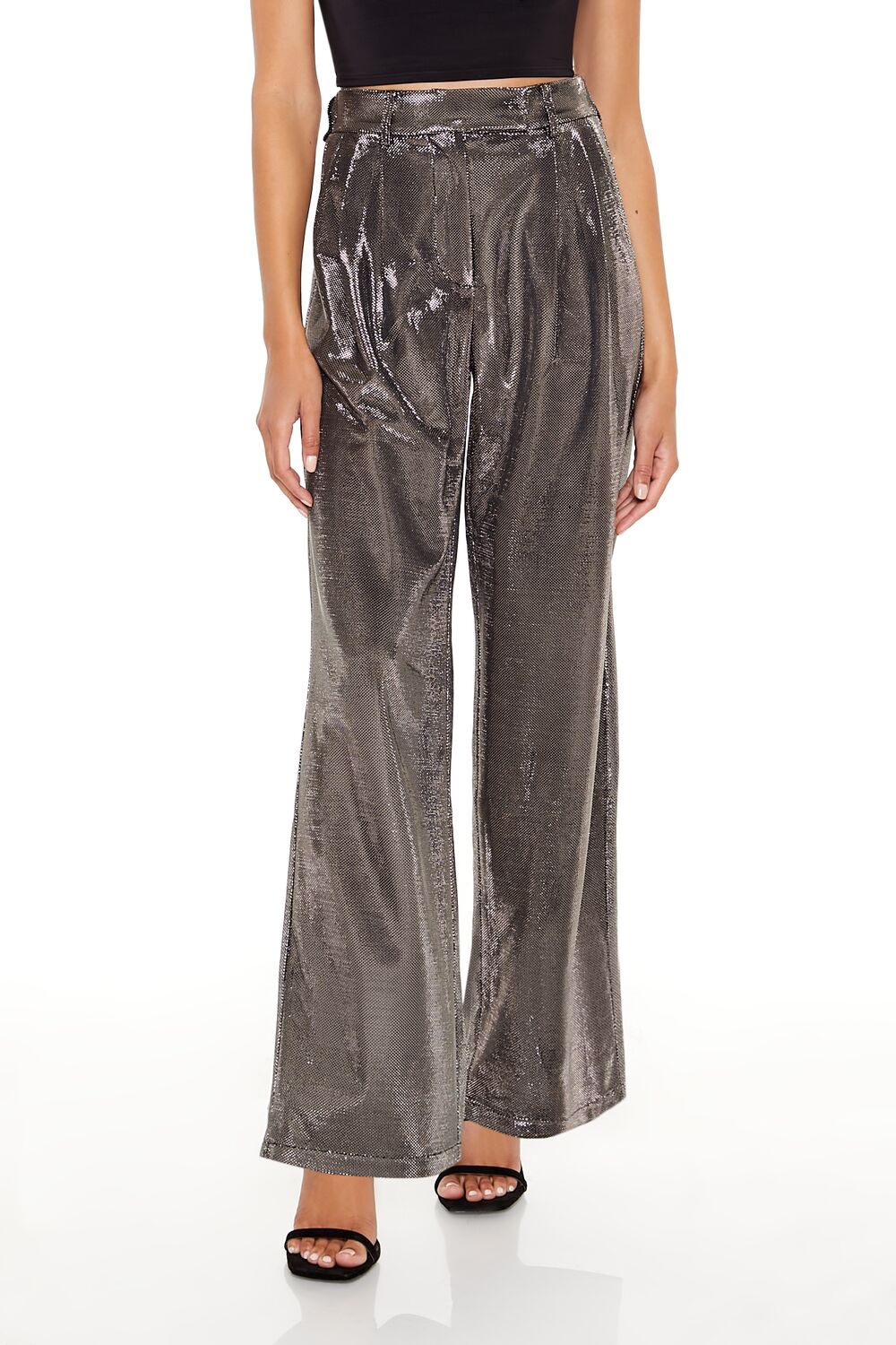 Metallic High-Rise Wide-Leg Pants - Image 2