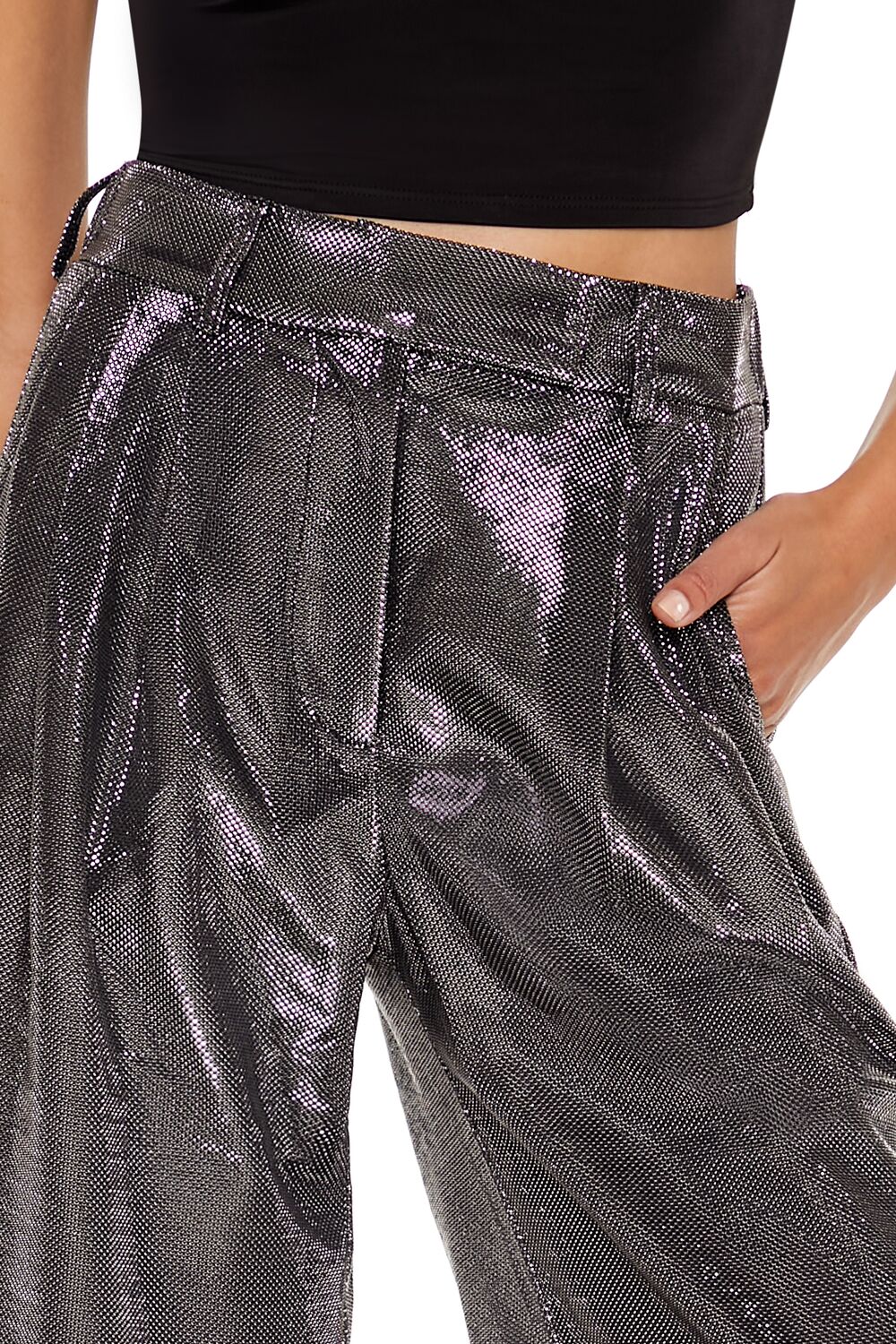 Metallic High-Rise Wide-Leg Pants - Image 5