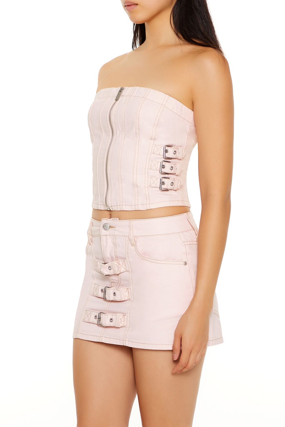 Strappy Zip-Front Cropped Tube Top - Image 4