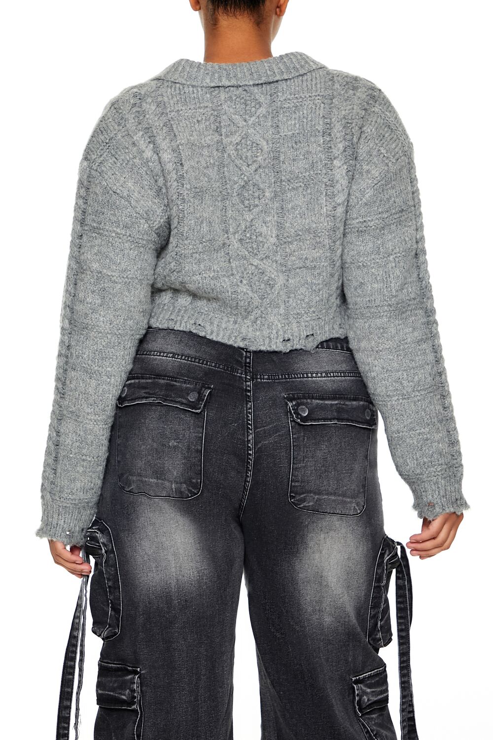Plus Size Cable Knit Cropped Sweater - Image 5
