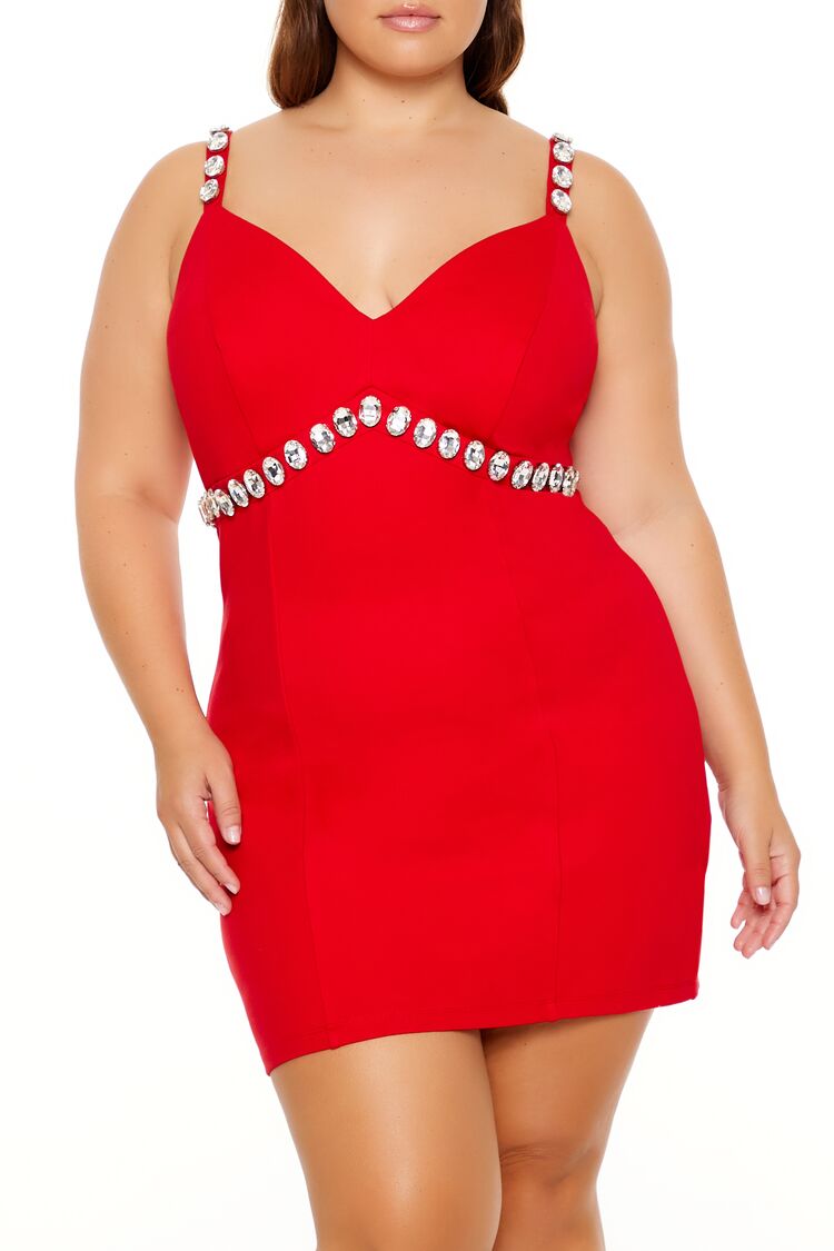 Plus Size Faux Gem Mini Dress - Image 2