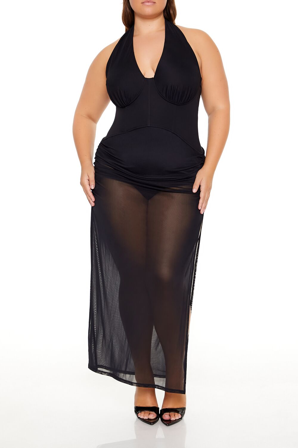 Plus Size Sheer Halter Maxi Dress - Image 6