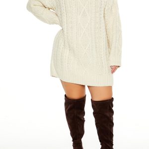 Plus Size Turtleneck Mini Sweater Dress