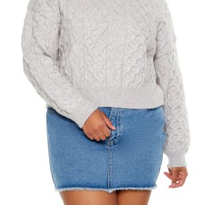Plus Size Cable Knit Turtleneck Sweater