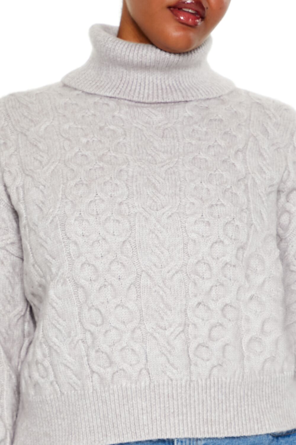 Plus Size Cable Knit Turtleneck Sweater - Image 3