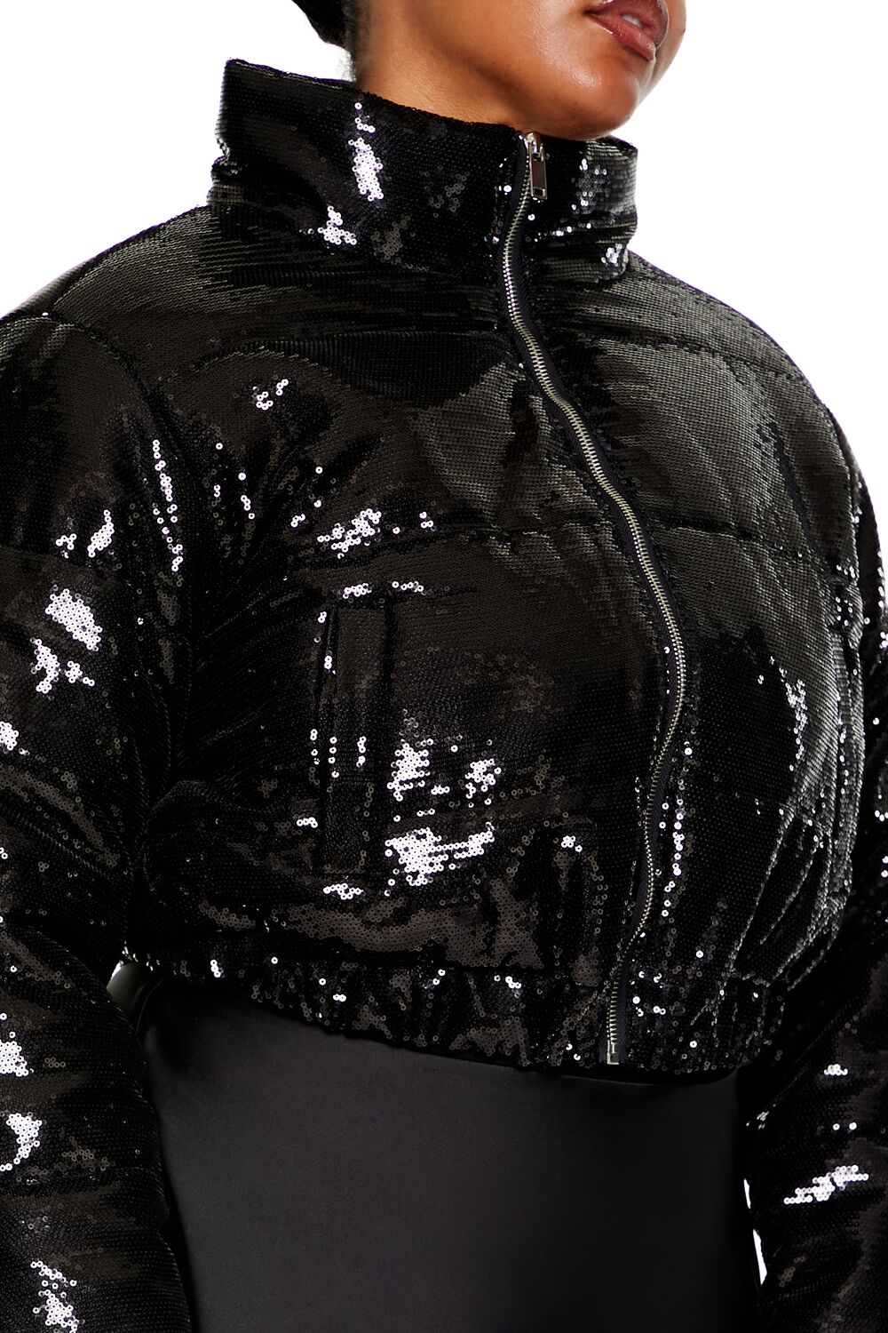 Plus Size Sequin Puffer Jacket - Image 3