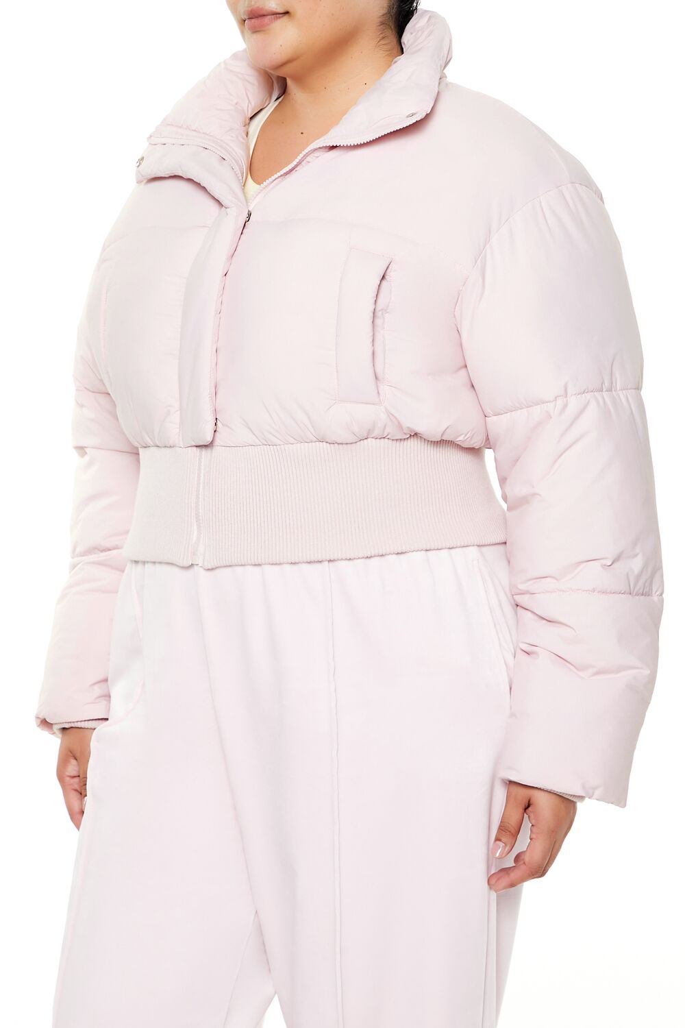 Plus Size Cropped Puffer Jacket - Image 4