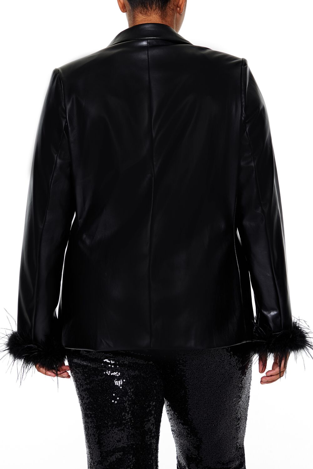Plus Size Faux Feather Blazer - Image 5