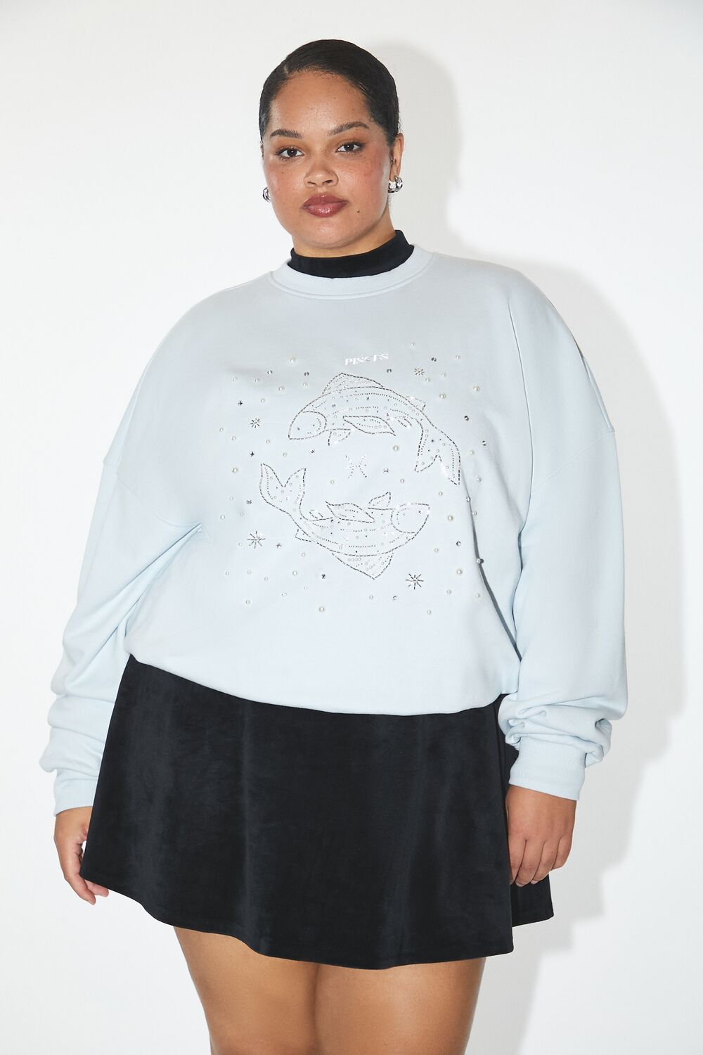 Plus Size Beaded Pisces Pullover