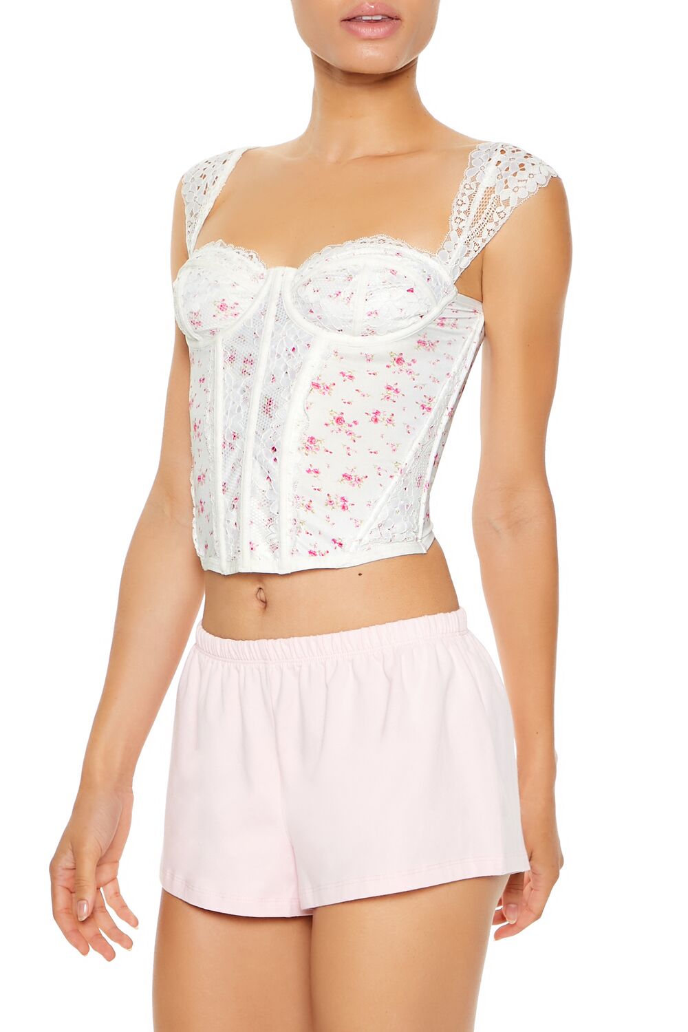 Floral Lingerie Corset Crop Top - Image 4