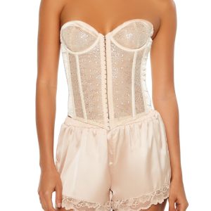 Rhinestone Lingerie Corset Tube Top