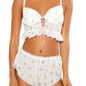 Floral Lace-Up Lingerie Corset Cami