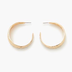 Thick Hammered Hoop Earrings