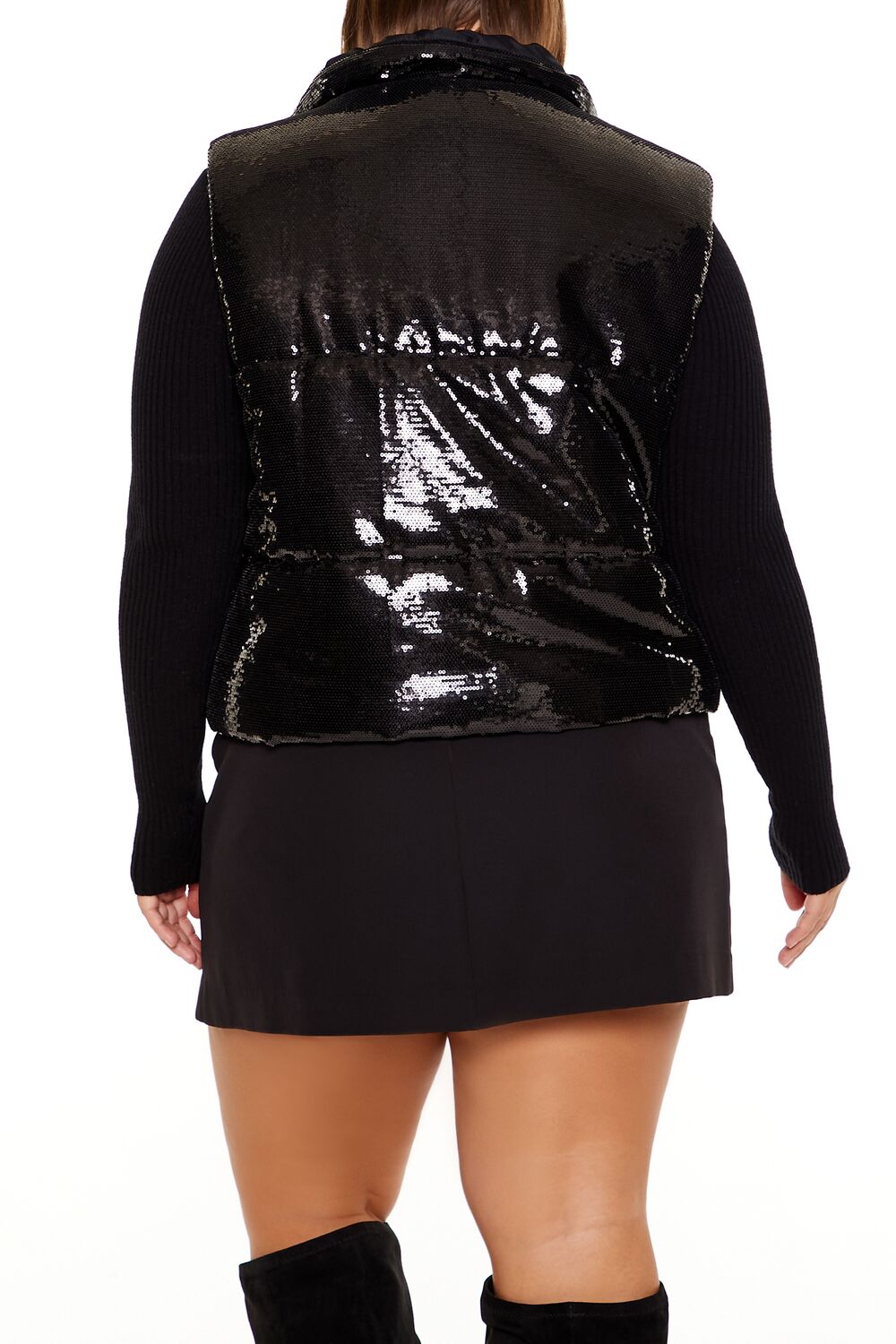 Plus Size Sequin Zip-Up Vest - Image 5