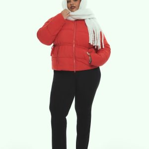 Plus Size Tie-Waist Puffer Jacket
