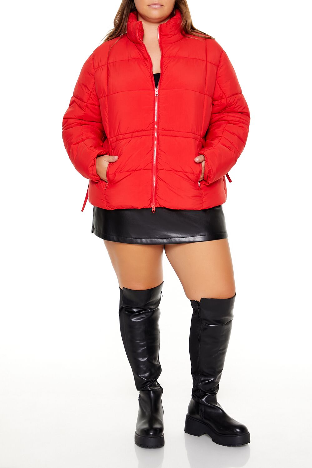 Plus Size Tie-Waist Puffer Jacket - Image 2