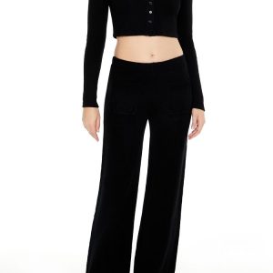 Sweater-Knit Wide-Leg Pants