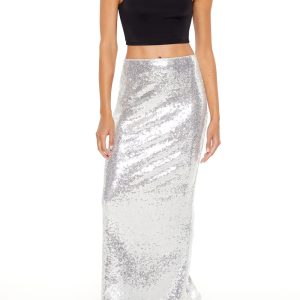 Metallic Sequin Maxi Skirt