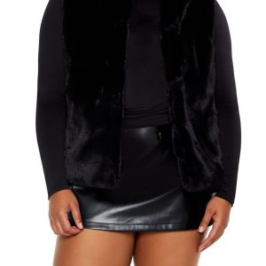 Plus Size Faux Fur Vest