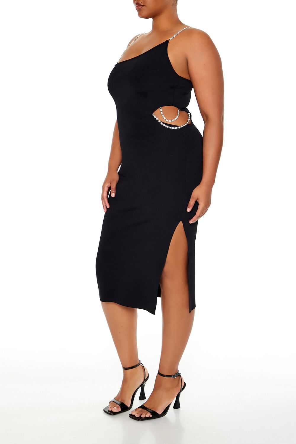 Plus Size Faux Gem Midi Sweater Dress - Image 3