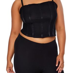 Plus Size Lace-Up Cropped Cami