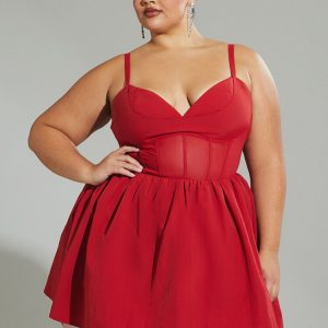 Plus Size Fit-and-Flare Sweetheart Mini Dress