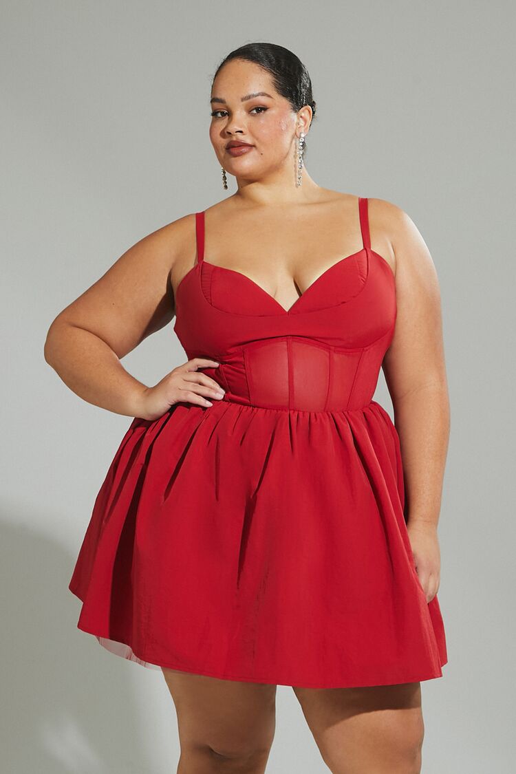 Plus Size Fit-and-Flare Sweetheart Mini Dress