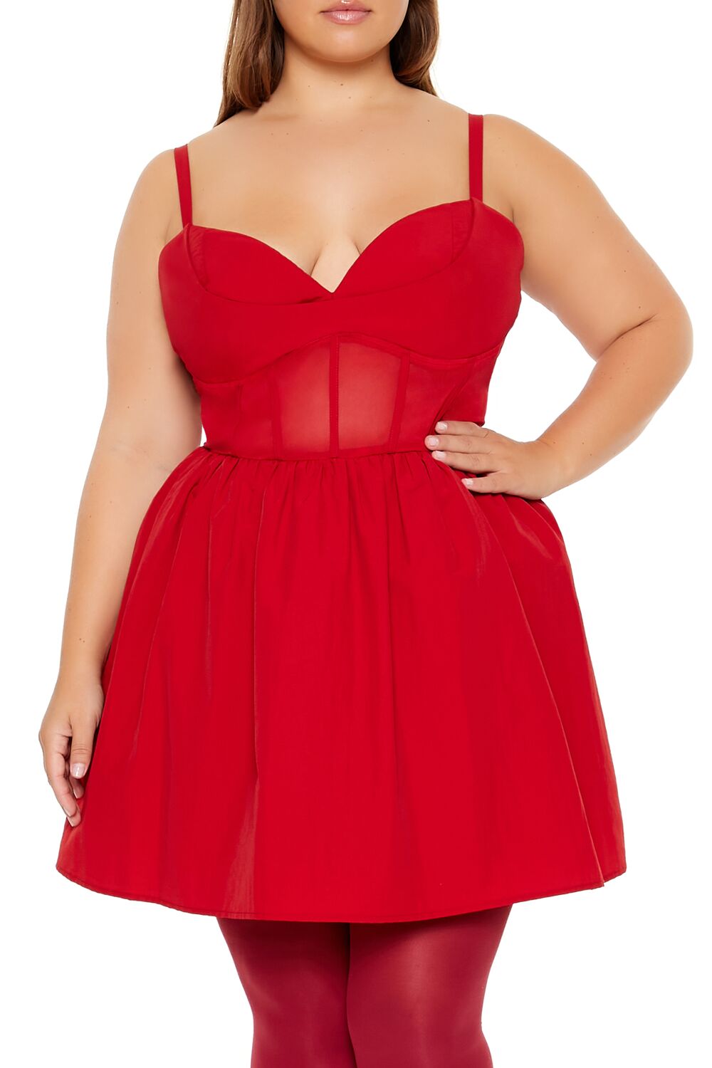 Plus Size Fit-and-Flare Sweetheart Mini Dress - Image 2