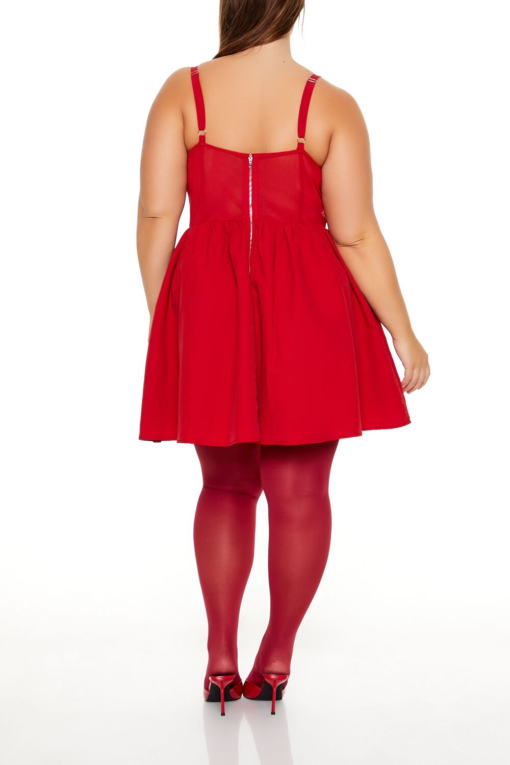Plus Size Fit-and-Flare Sweetheart Mini Dress - Image 4